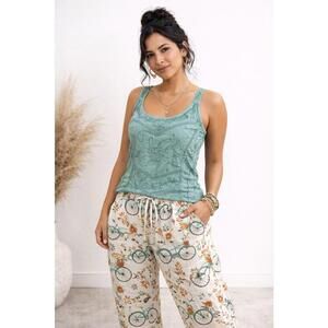 Rhea Embroidered Corset Tank & L.A. Soul Bicycle Print Pants Set One Size (S/M)